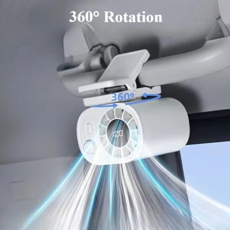 Clip-On Car Fan 360° Rotatable 100-Speed Multi-Scene Portable Fan Long Service Life Lightweight USB Rechargeable