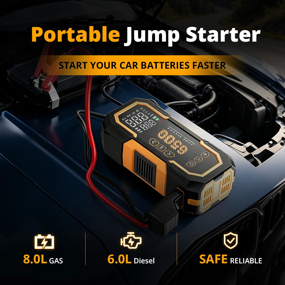 Power Bank 6500A 14V Car Battery Jumper Starter Booster Powerful Car Jump Starter Portable Charger Petrol Diesel Auto Starting Device Booster Emergency Starter Portable Power Generator Car Accessories Automotive Tools for 6.0