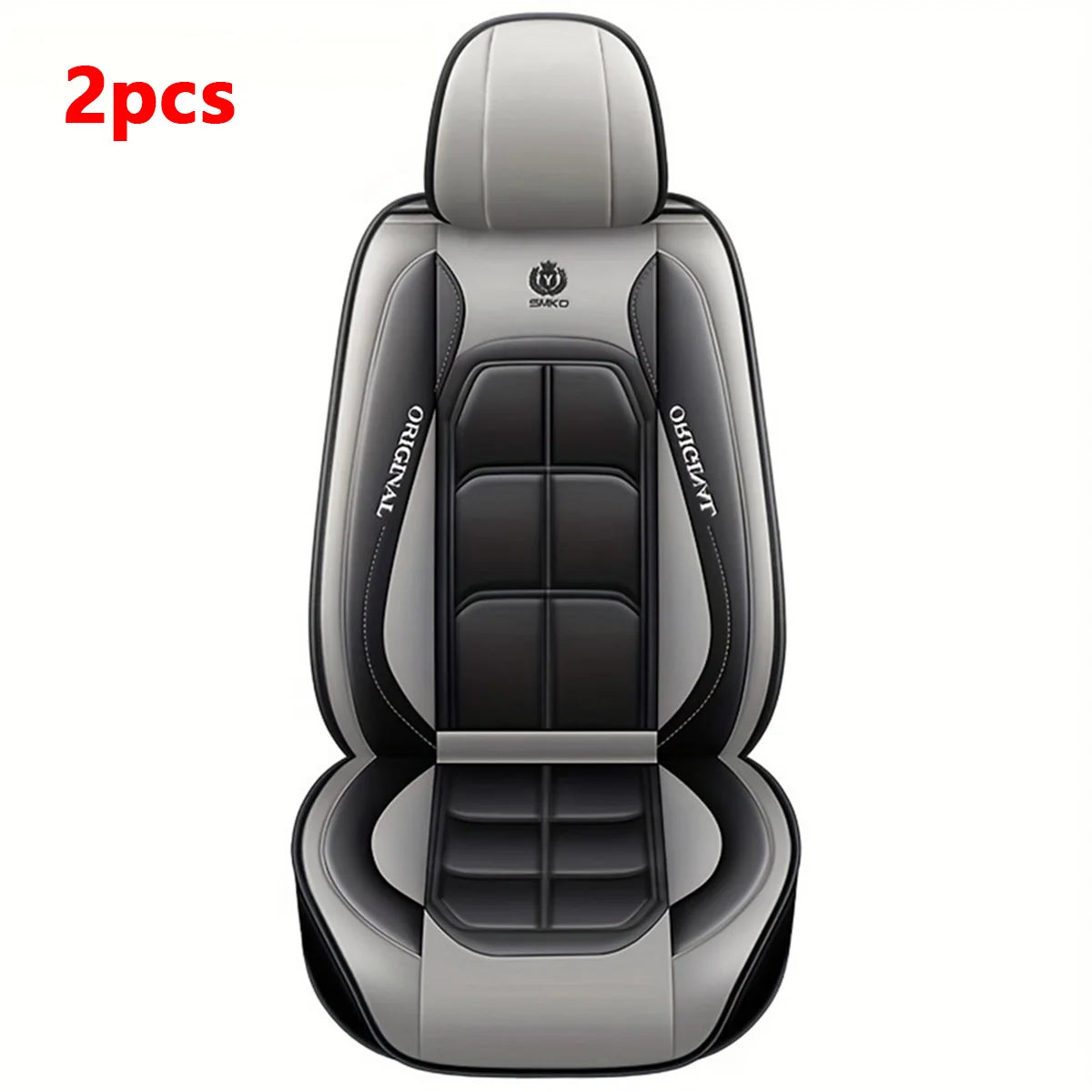 Car Seat Covers 2 Pcs Front Driver Passenger Full Coverage Universal Fit Easy Install Durable Leather Look