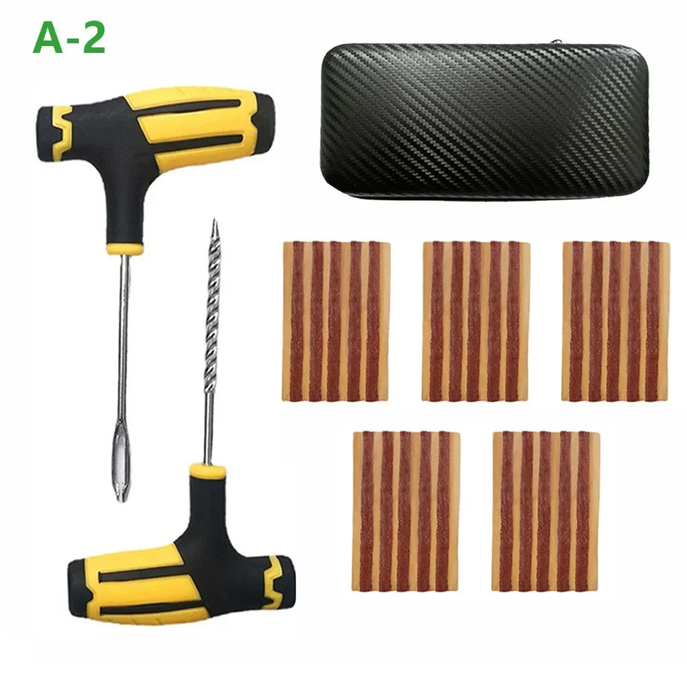 Car Tire Repair Kit Studding Tool with Rubber Strips Tool Puncture Plug Tool Set Glue Free Auto Motorcycle Repair Tire Film Nail CM World