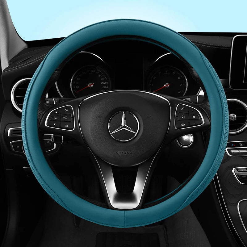 Car Anti-Slip Leather Steering Wheel Cover Universal Car Steering Wheel Protective Cover Fashion Style 38cm Sport Style Cool CM World