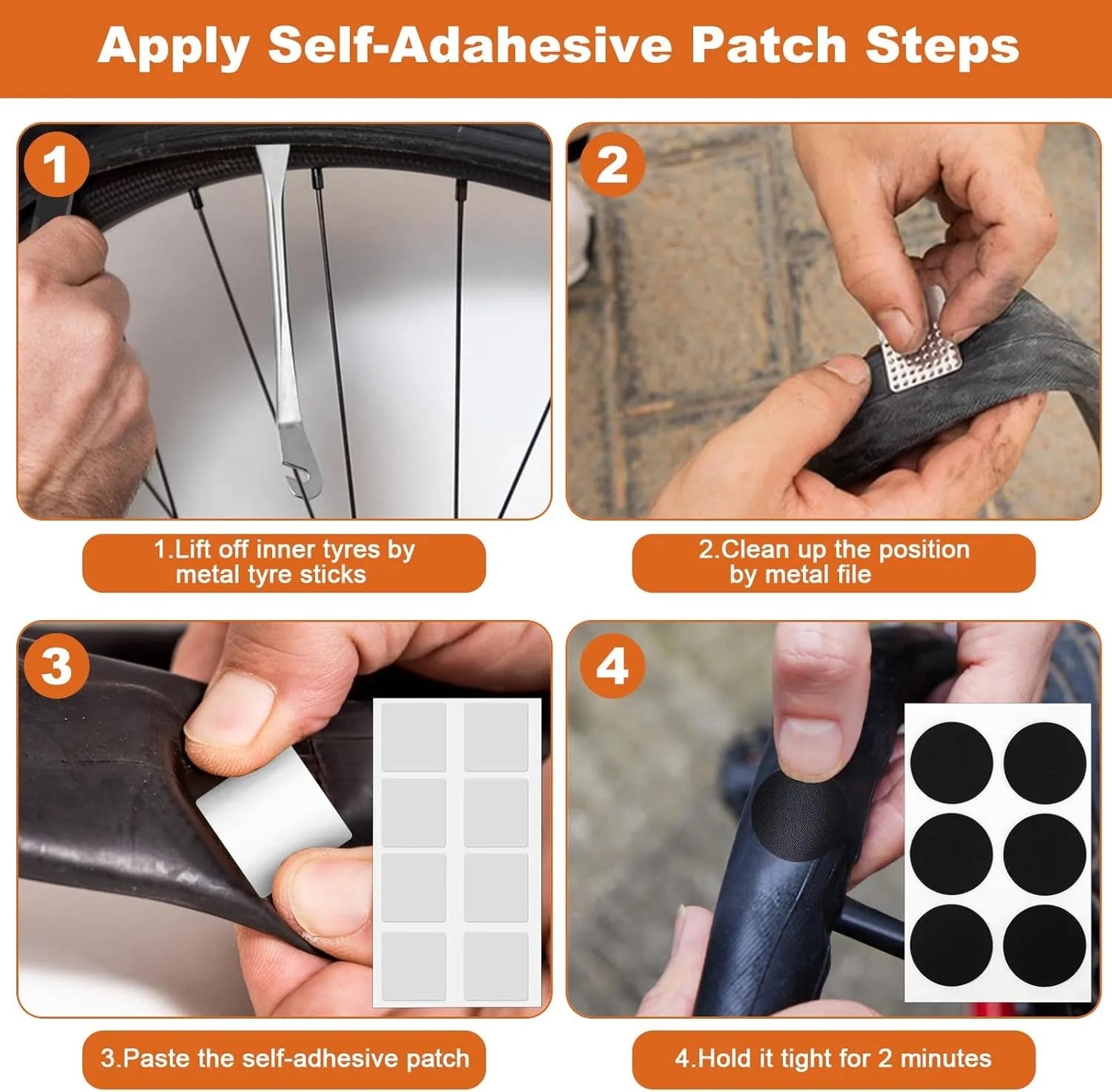 108pcs Parts Bicycle Tire Repair Kit, Tire Repair Kit for Motorcycles Off-road Vehicles Inner Tire Air Chamber Repair Tools Kit CM World