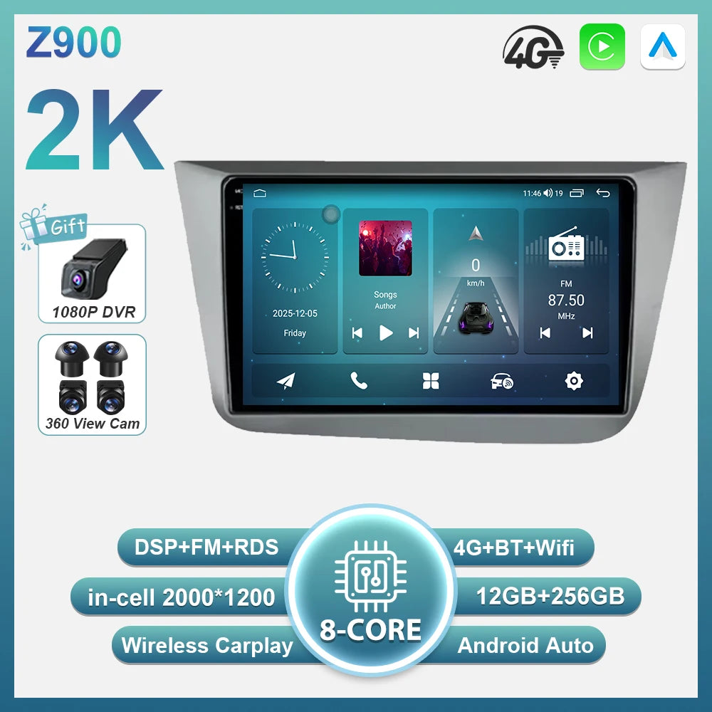 Android 16 Car Radio Autoradio For Seat Altea XL Toledo 2004-2015 Multimedia Player GPS Navigation Wireless Carplay Auto WIFI BT