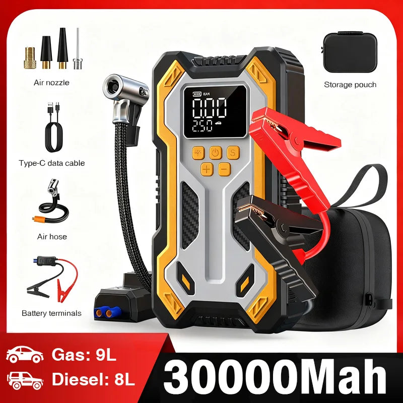 Jump Starter with Air Compressor 7000A Portable Car Battery Booster (9.0 Gas/6.5L Diesel) with 160PSI Auto-Shutoff Tire Inflator