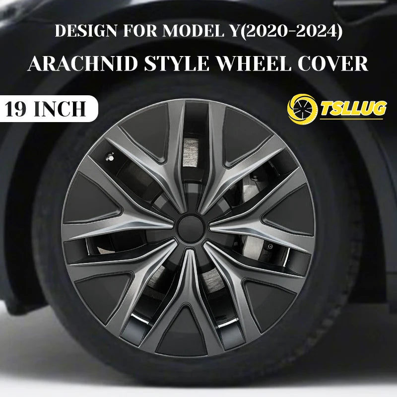 TSLLUG 4PCS Wheel Hub Caps For Tesla Model Y 19" Gemini Light Wheels 2020-2024 19 Inch 38th Arachnid Style Car Wheel Hubcap