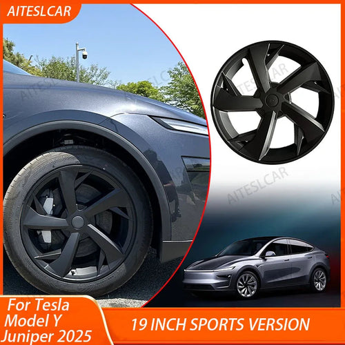 4PCS 19 Inch HubCap for Tesla Model Y Juniper 2025 Hubcap Performance Replacement 19''Crossflow Wheels Cover Full Rim Accessorie CM World