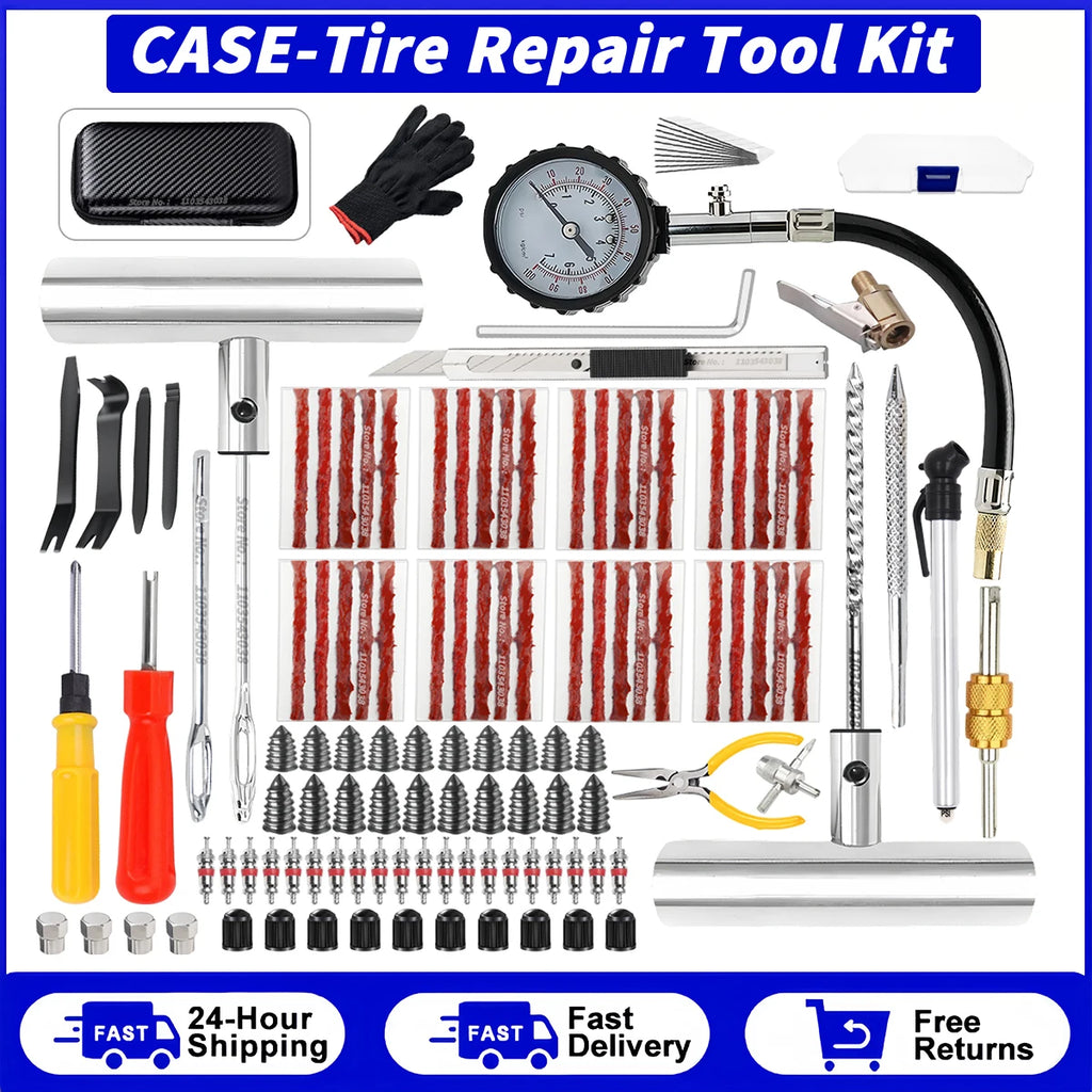 Tyre Repair Kit Puncture Plug Set Auto Bike Tire Repair Car Tire Change Tools Motorcycle Car Accessories 46/94pcs Studding Set CM World