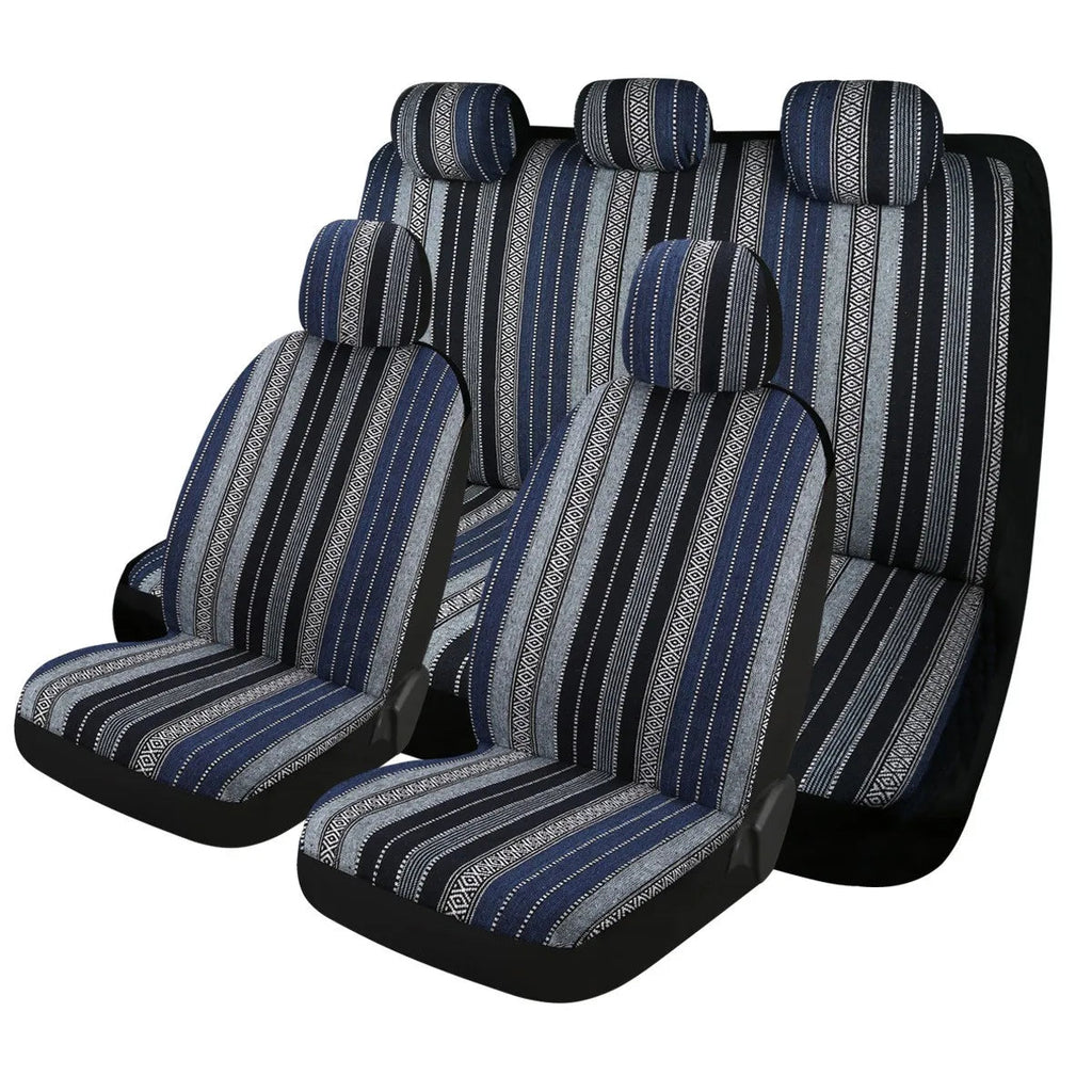 Car Seat Cover Front Set rear Seat covers Washable Breathable Striped Woven Cloth Covers CM World