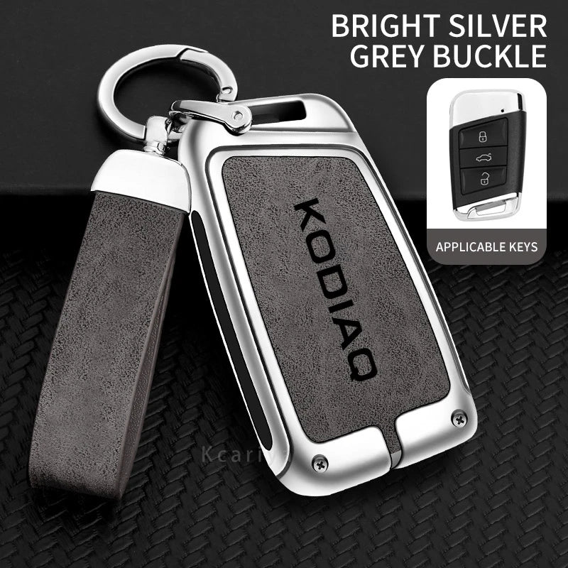 Zinc Alloy Car Remote Control Key Case Cover Holder Shell Fob for Skoda Kodiaq Protection Key Chain Buckle Keyless Accessories CM World