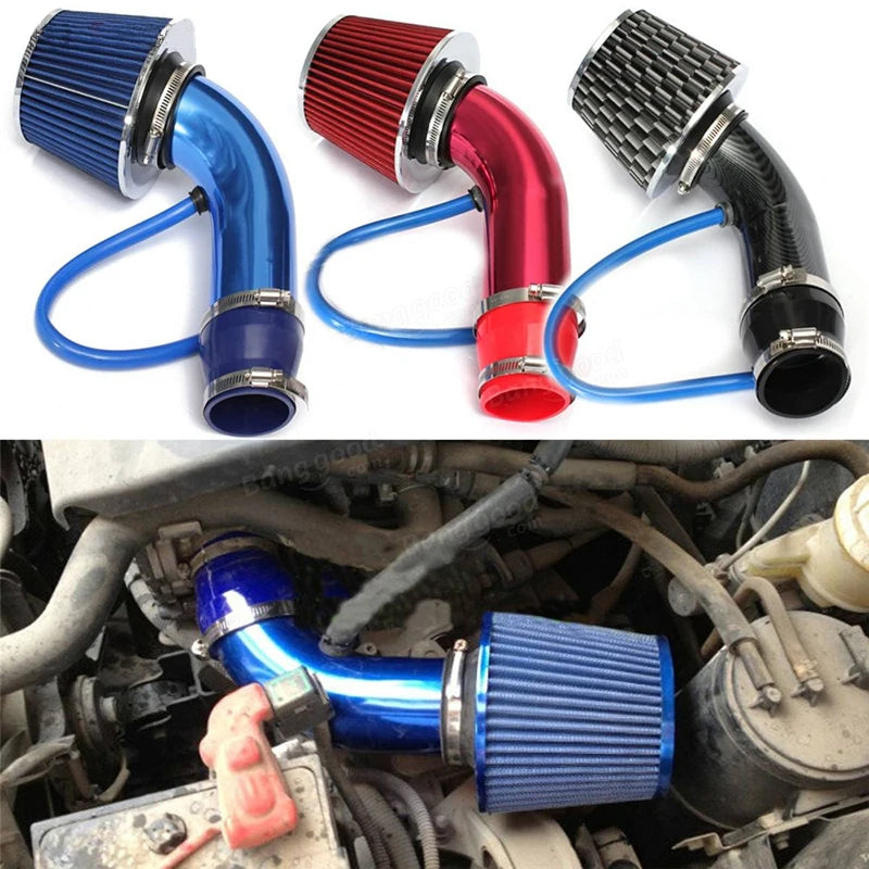 3"  76mm Universal Car Racing Cold Air Intake System Turbo Induction Pipe Tube Kit Cone High Flow Performace Air Filter Inlet