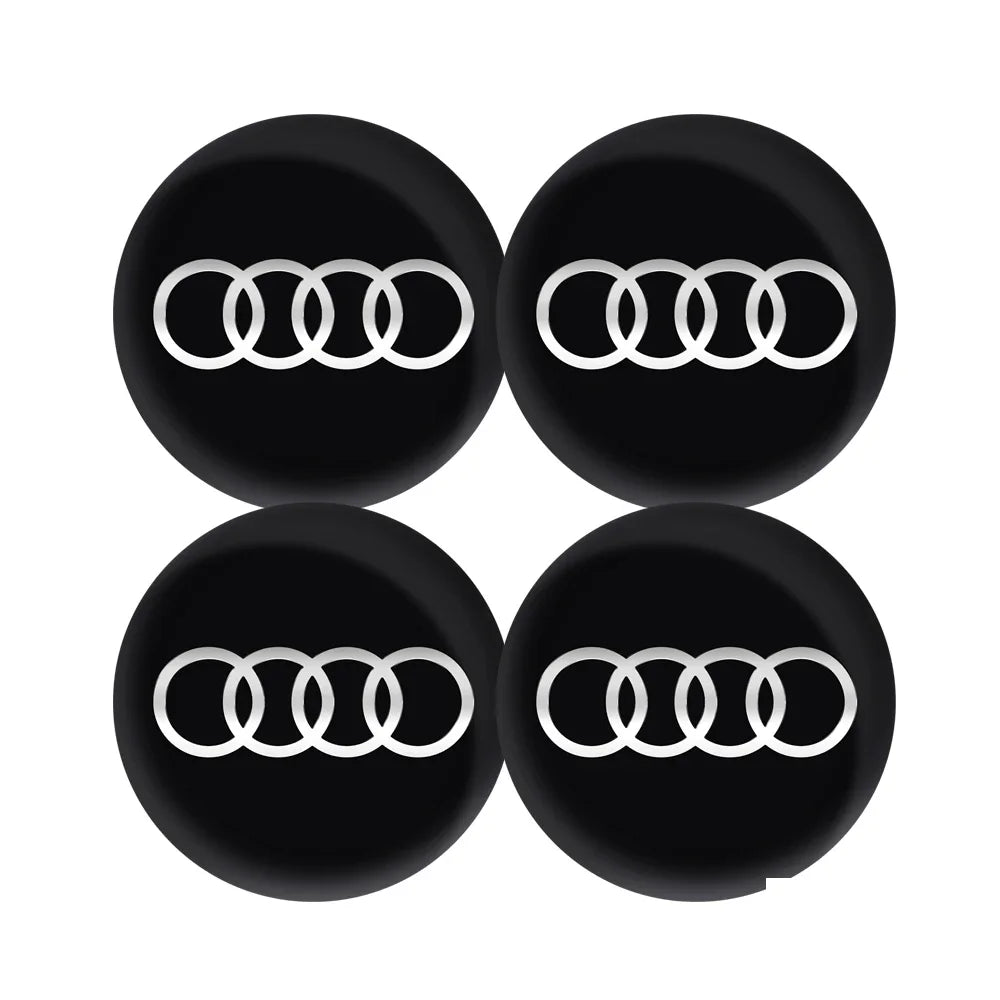 4pcs Set of Wheel Center Caps Stickers Car Hub Covers for Audi S RS A3 A4 B8 A6 A5 Q5 A7 - Multiple Sizes 56/60/63/65/68mm CM World