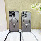 Magnetic For iPhone 17 Pro Max Case 16 14 13 12 11 15 Plus 17Air Glitter Magsafe Clear Plating Strap Crossbody Lanyard Cover Car Mobile World