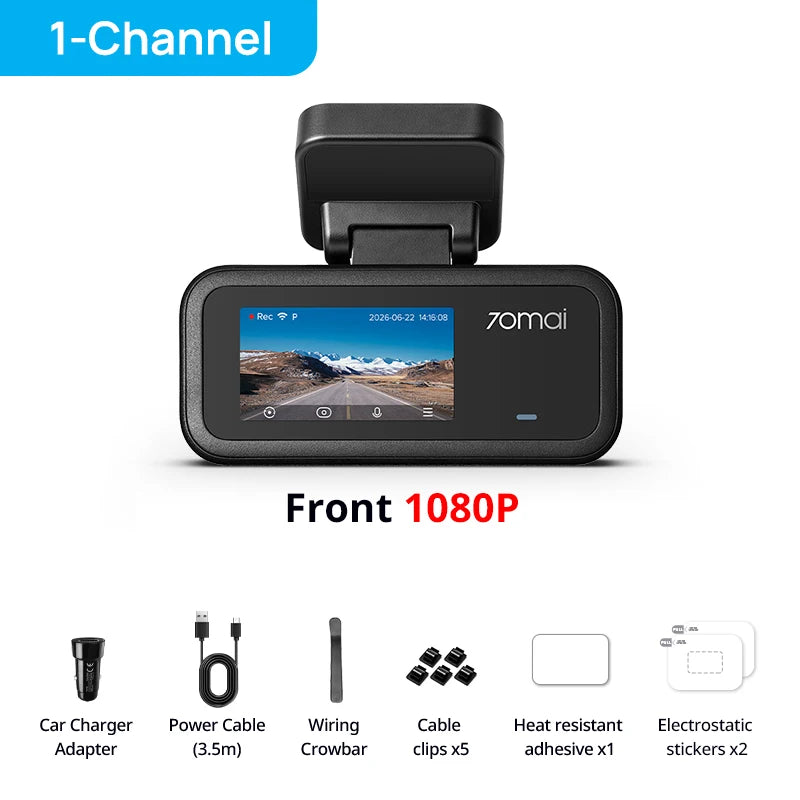 New 70mai A210 Dash Cam 1080P 130FOV Supercapacitor Super Night Vision with F/1.6 Aperture Built-in GPS Wi-Fi 6