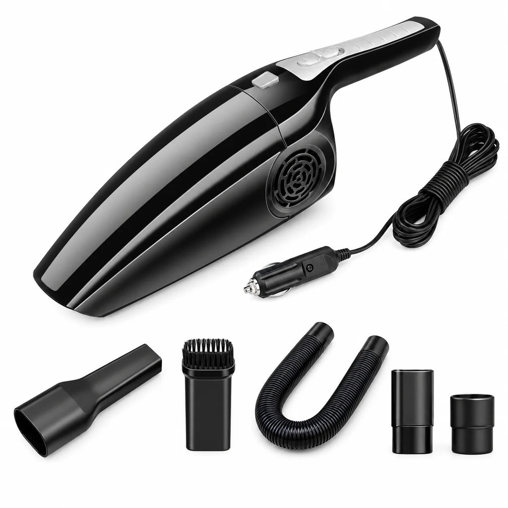 Car Vacuum Cleaner 12V 120W Wet Dry Portable Handheld Auto Vacuum 4M Cord Cigarette Lighter Hose Brush Crevice Nozzle