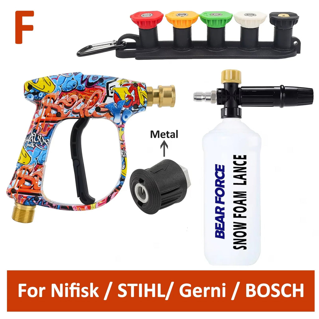Pressure Washer Water Gun for Car Cleaning Hose Connector For Karcher Nilfisk Parkside Bosch Quick Connector Nozzles CM World