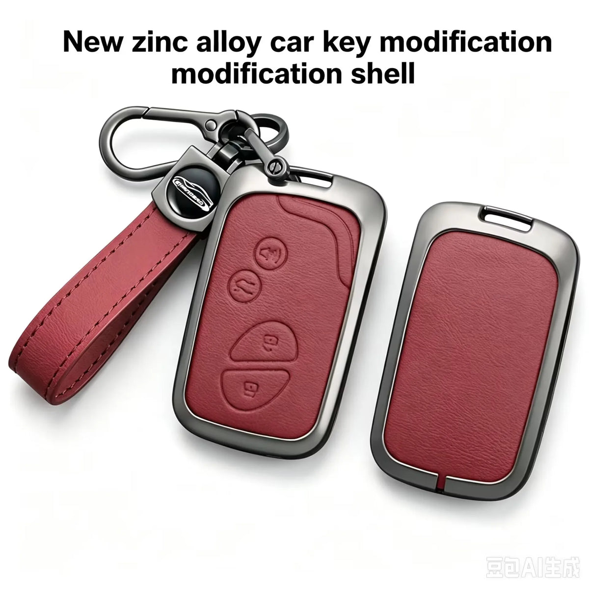 New zinc alloy leather key pouch, full-wrap smart car remote key protective case with keychain suitable for Lexus CT200H/RX270