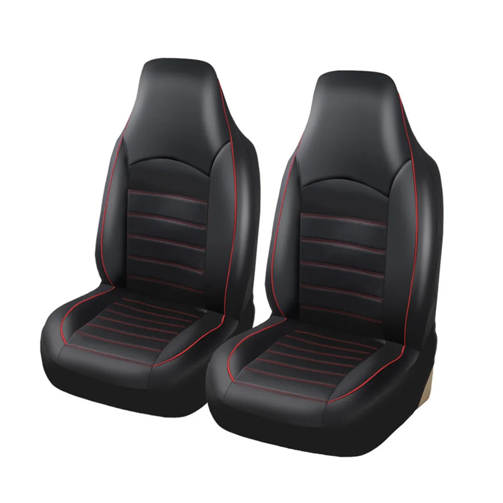 2 Front Universal PU Leather Car Seat Covers High Back Bucket Seat Cover Set for Most Cars, Trucks, SUVs and Van CM World