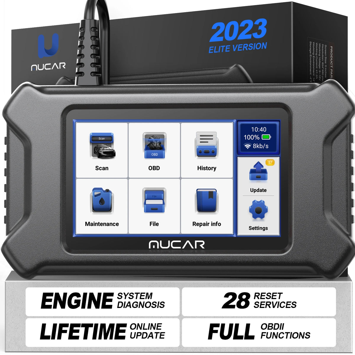 MUCAR CS90 OBD2 Scanner 28 Reset Services Lifetime Free Update Profession Engine Scan Diagnostic Tools Automotive Code Reader