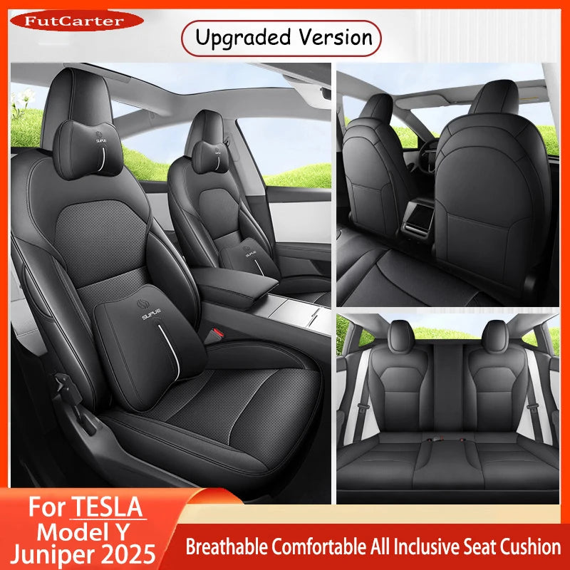 For Tesla ModelYJuniper 2025 Full Set Seat Covers Leather pad breathable and sweat proof all season seat cover Cushion Protector CM World