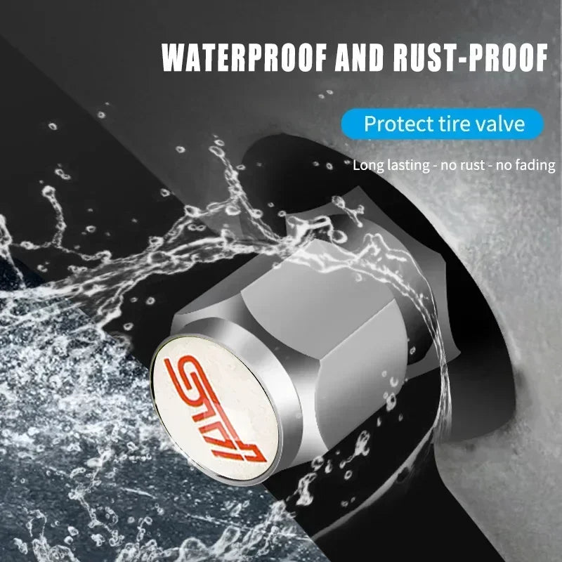 Car Wheel Tire Valve Stem Caps Air Cover with Wrench for Subaru Forester Ascent BRZ STI Exiga Legacy Outback Tribeca WRC WRX XV CM World