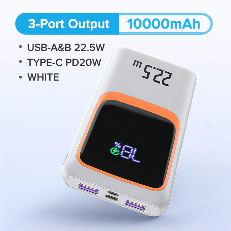 QOOVI 20000mAh Power Bank External Large Battery Capacity PD 22.5W Fast Charging Portable Charger For Samsung iPhone Xiaomi Car Mobile World