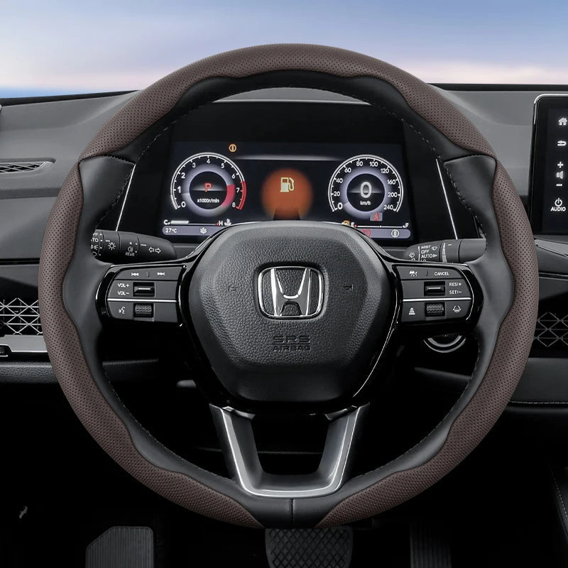 Suitable for Honda's Breathable Holes Leather Steering Wheel Cover Segmented Quick Release Design Non-Slip and Durable Civic Fit 8Th Gen 8 City Accord 9 10 Vezel Freed Breeze 7 Jade Shuttle Xrv Crosstour Insight Stream CM World