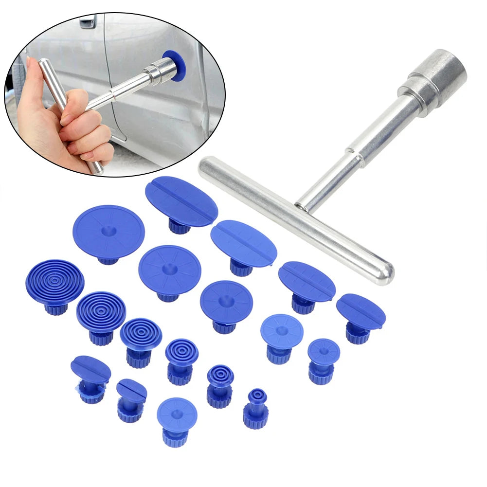 Car Dent Repair Puller Remove Dents Suction Cup Tool With 18pcs Plastic Glue Tabs T-Handle Dent Remover Car Accessories