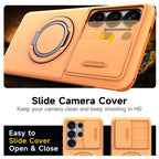 Armor Case For Samsung Galaxy S26 S25 S24 S23 S22 Ultra Plus S25FE S24FE Slide Camera Protect Ring Holder With Card Cover Funda