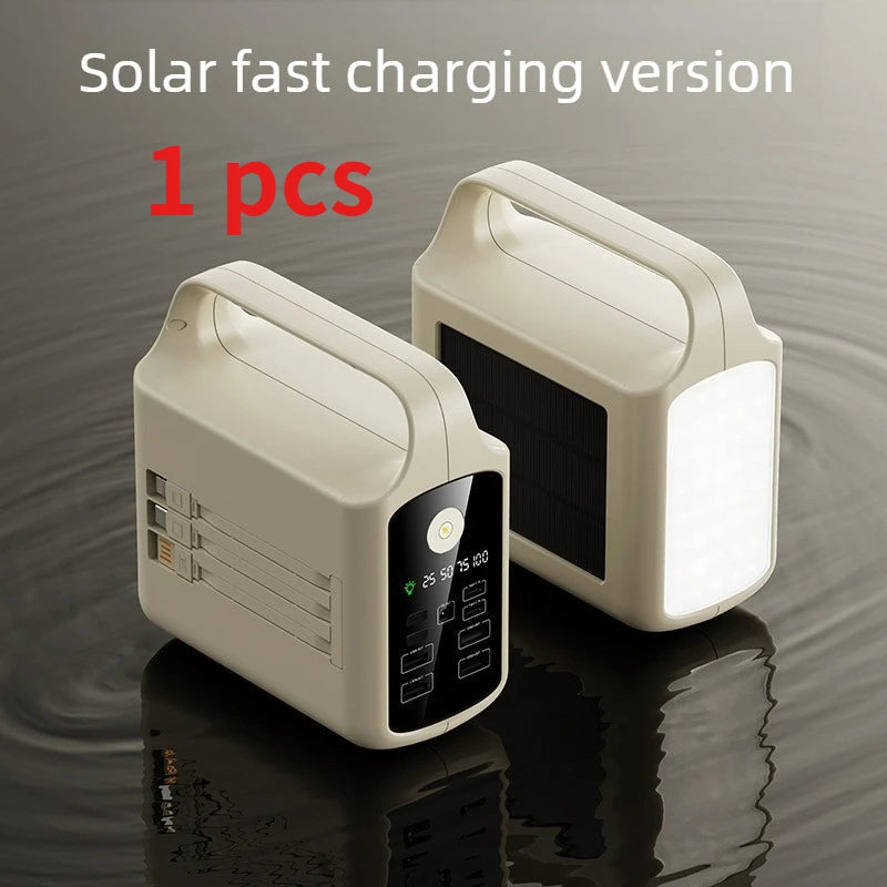 Built-in Cable 22.5W Fast Charging 80000mAh Solar Power Bank, High Capacity Portable Charger for Outdoor Camping & Emergency