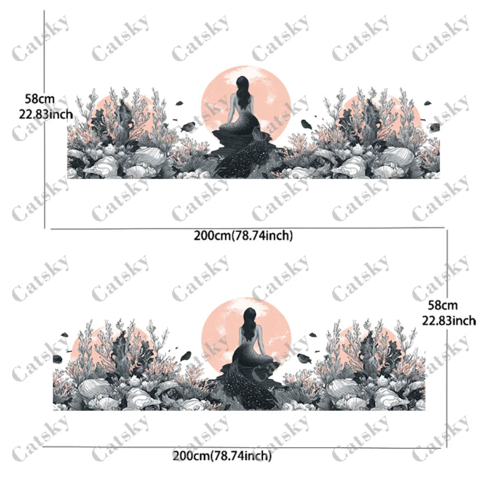 Coral Starfish Mermaid Car Vinyl Wraps Decal Self-adhesive PVC Sticker Suitable for Trucks SUV Decoration Auto Accessories Gift