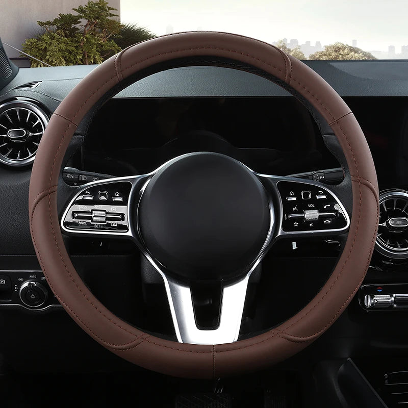 Motoptes Car Anti-Slip Leather Steering wheel Cover Universal car Steering Wheel Protective Cover Fashion Style 38cm Pink CM World