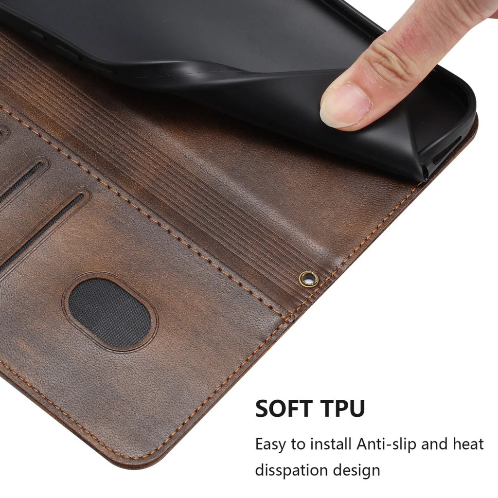 Leather Magnetic Flip Wallet Case For Redmi Note 15 Pro Plus 15 Pro 15 14 Pro Plus 14 Pro 14s 14 Phone Book Case Cover Car Mobile World