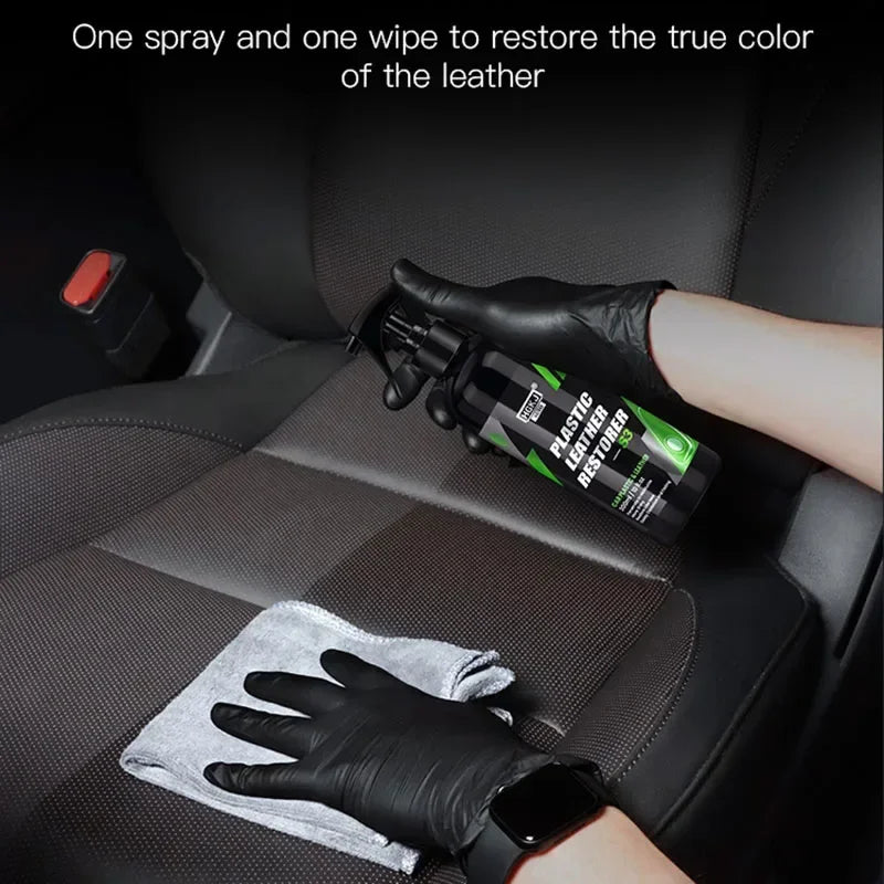 Car Plastic Leather Restorer Spray Polish Cleaner Coating Agent Back To Black More Gloss Car Cleaning Products S3