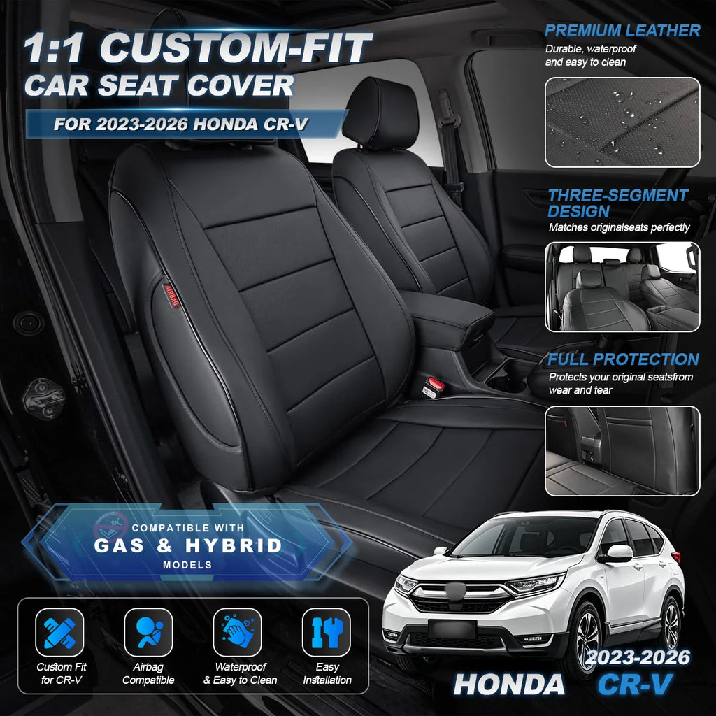 EKR Custom Fit Car Seat Covers Leather Full Set For Honda CRV 2023 2024 2025 2026 LX/EX/ EX-L/Sport/Sport Touring Waterproof Leather Cushion Seat Protective Cover