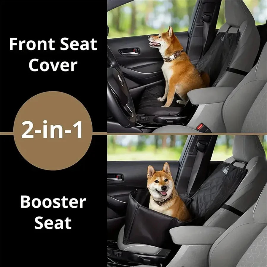 Fabric dog car seat cover, quilted, waterproof, anti slip, suitable for pet height increasing seats in cars, trucks, and SUVs - CM World