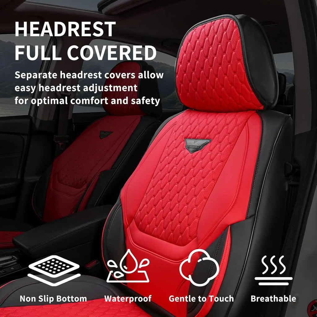 EKR Universal Car Seat Covers 5 Seats Full Set For Toyota Honda Lexus Ford Kia Hyundai Audi Waterproof Leather Auto Seat Protection All-Season Universal Fit Most Car Sedan SUV Car Accessories