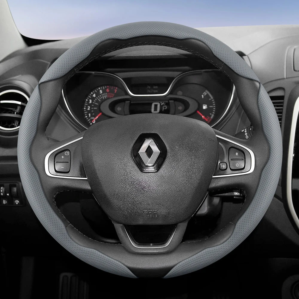 Suitable for Renault Breathable Hole Leather Steering Wheel Cover Segmented Quick Release Design Non-Slip and Durable Megane 3 2 4 Clio4 5 Captur Trafic Scenic Austral Kangoo Arkana Kadjar Master Fluence Zoe Twingo Qm6 CM World