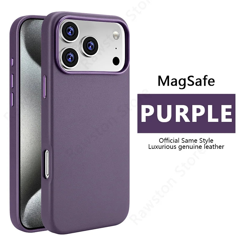 Official Magnetic Leather Case for Apple iPhone 17 Pro Max 16 13 12 14 15 Plus Original MacSafe for MagSafe Cover Accessories Car Mobile World