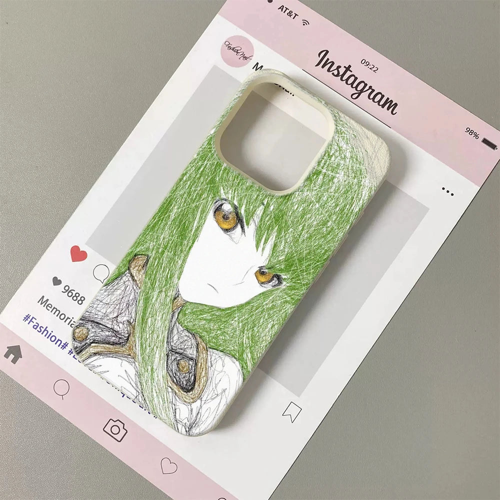 Anime Couple Ultra Protective Case For Iphone 14 Pro Max 13 12 11 17 16 15 Plus 17E Air Soft Leather Cover
