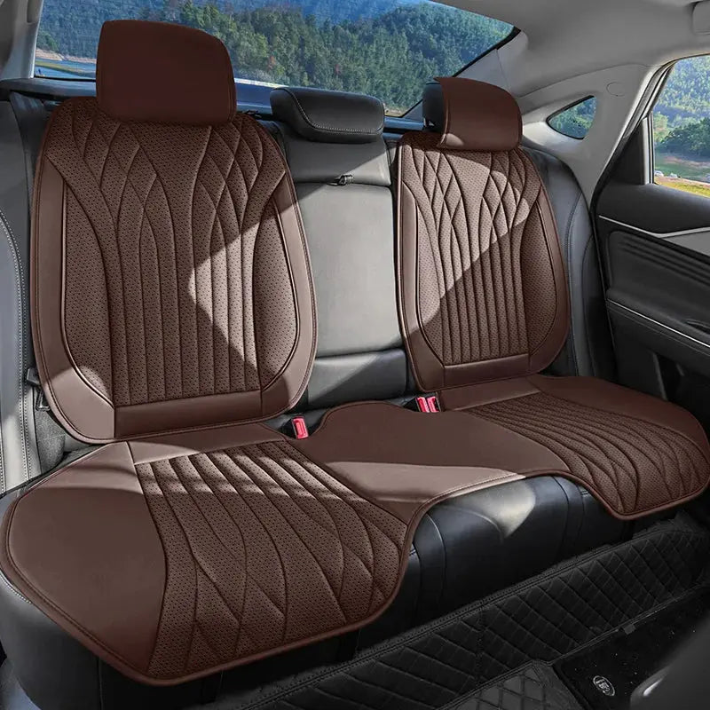 Universal Half Wrap Nappa Leather Seat Cover, Concise Design, Snug Fit, Soft & Breathable, Practical Auto Interior Accessory Car Mobile World