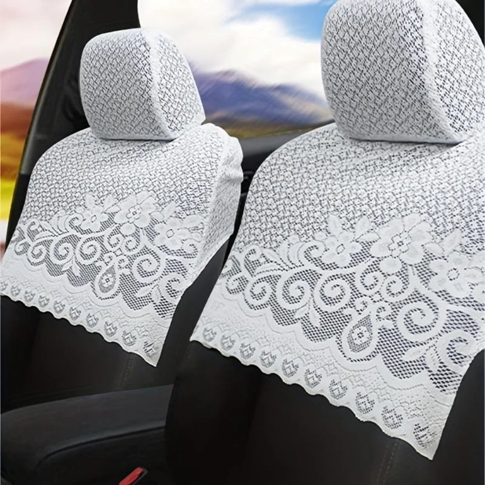 7Pcs Embroidered Car Seat Cover Breathable Universal Car Half Seat Cover Lace for Toyota Corolla Car