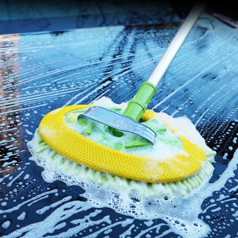 2 In 1 Car Cleaning Brush Car Wash Brush Duster Telescoping Alloy Long Handle Cleaning Mop Chenille Broom Auto Accessories CM World