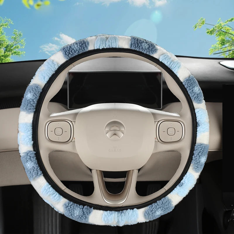 Flower Shaped Car Steering Wheel Cover with Plush Three-Dimensional Pattern Elastic and Elastic Protective Cover for Women's Car