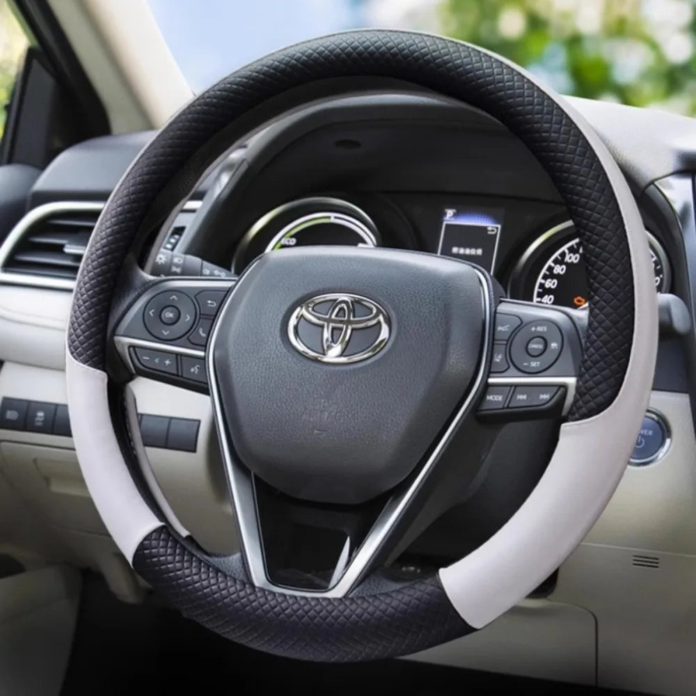 Durable Anti-Slip Car Steering Wheel Cover Microfiber Leather Steering Wheel Cover Universal Fit for Car, Truck, SUV, Van38cm CM World