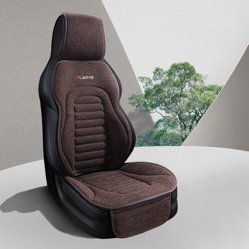 Flax Universal Car Seat Covers Four Season Breathable Car Seat Protector Pad Auto Accessories Interior Car Seat Covers Full Set CM World