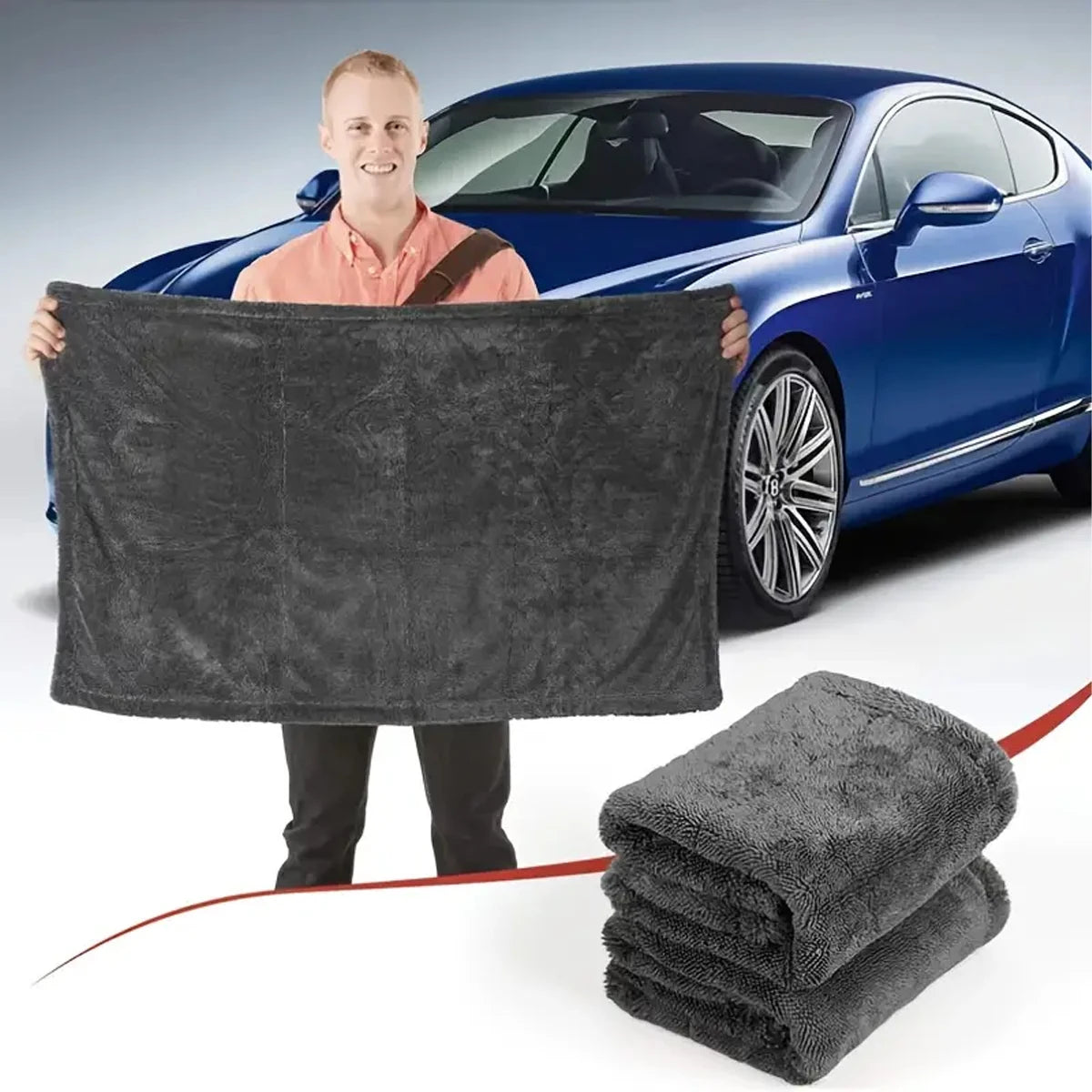 Dark gray car microfiber towel, oversized strong absorbent car wash cloth, high-efficiency cleaning wipe cloth CM World