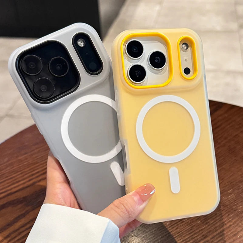 Luxury Candy Color 2 IN 1 Magnetic Case For iPhone 17 16 15 14 13 12  Pro Max Plus For Magsafe Wireless Charge Matte Cover
