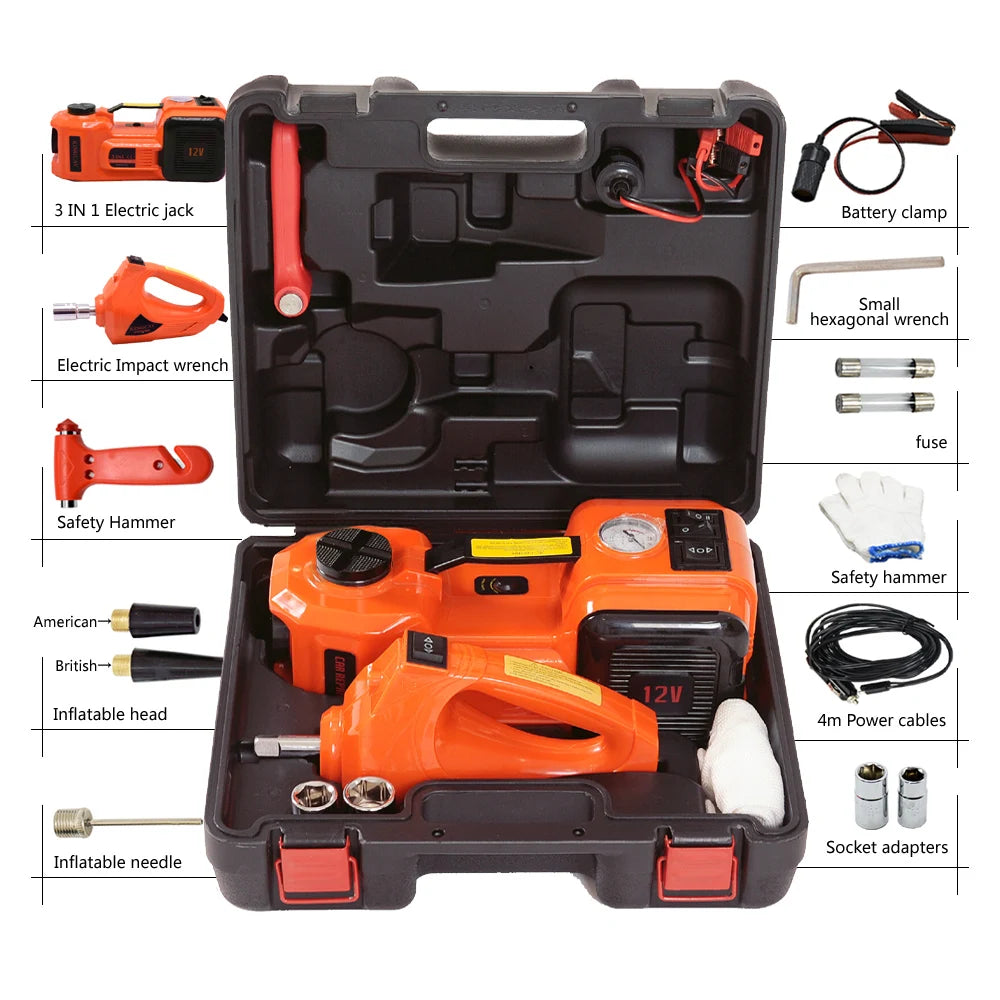 Professional 5-ton Portable Car DC 12V 5T Multifunctional Hydraulic Floor Jack With Electric Impact Wrench CM World
