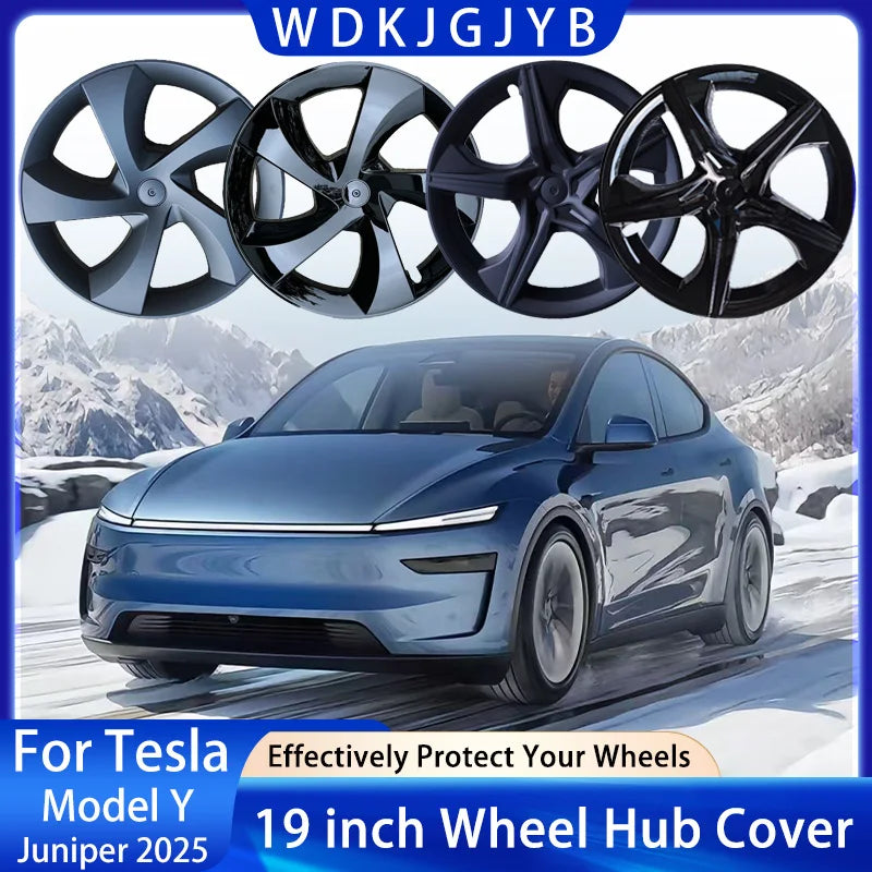 For Tesla Model Y Juniper 2025 4PCS 19 Inch Wheel Cap Automobile Performance Replacement Wheel Hubcap Full Rim Cover Accessories CM World
