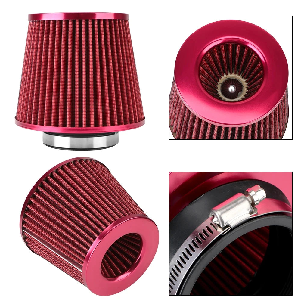76MM 3 Inch High Flow Cold Air Intake Filter Universal Induction Kit Car Accessories Vehicles Air Filters Sport Power Mesh Cone CM World